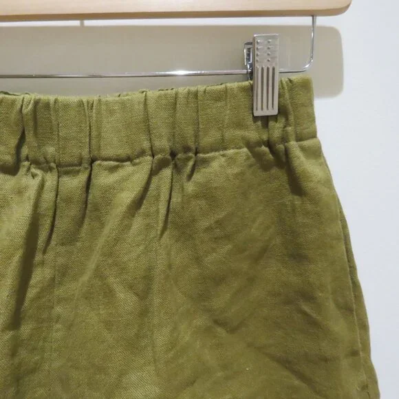 NICOLE PURDY The Classic Short in Khaki Brown Linen Boho Minimalist - Size XS